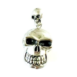 LARGE STAINLESS STEEL DOUBLE SKULL PENDANT